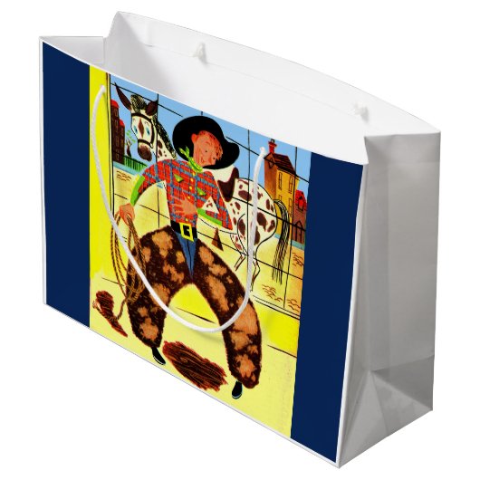 schattig cowboyprint groot cadeauzakje (Achterkant Gekanteld)