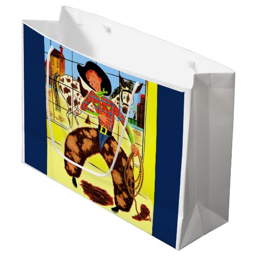 schattig cowboyprint groot cadeauzakje (Voorkant Gekanteld)
