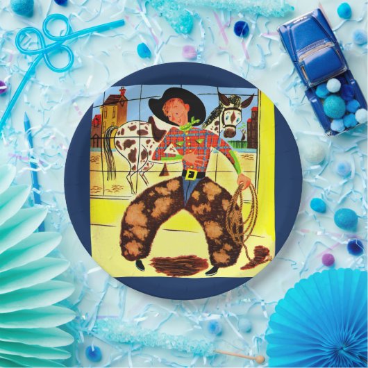 schattig cowboyprint papieren bordje (Feest)