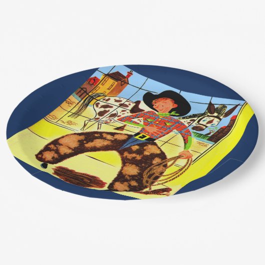 schattig cowboyprint papieren bordje (Gekanteld)