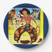 schattig cowboyprint papieren bordje (Voorkant)