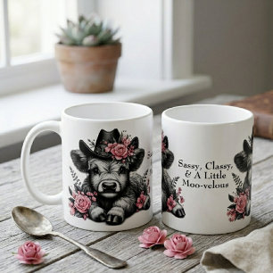 Schattig Cowgirl Hooglandrund Met Tekst Koffiemok