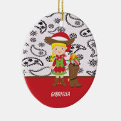 Schattig Cowgirl met Cowboy Boot Ornament (Rechts)