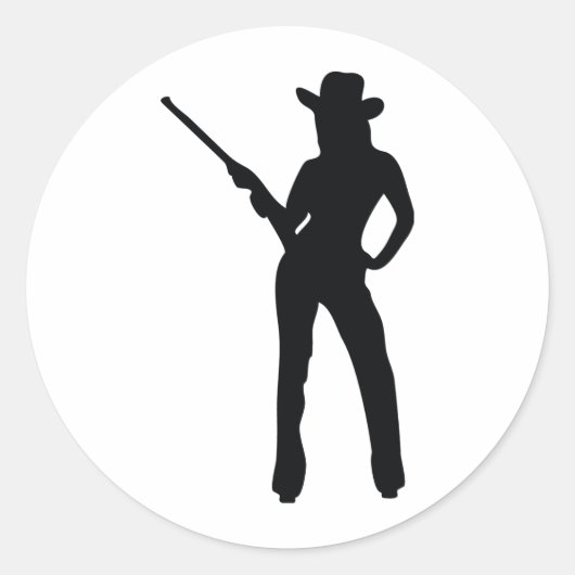 schattig cowgirl ronde sticker (Voorkant)