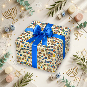 Schattig Crème Doodle Speelgoed Trein Hanukkah Cadeaupapier