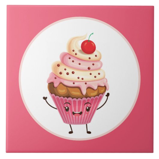 schattig cupcake bakkerij decor keuken tegeltje (Voorkant)