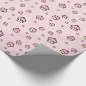 Schattig cupcake patroon Roze Glanzende Wrapping P Cadeaupapier (Hoek)
