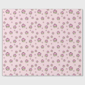 Schattig cupcake patroon Roze Glanzende Wrapping P Cadeaupapier (Vlak)