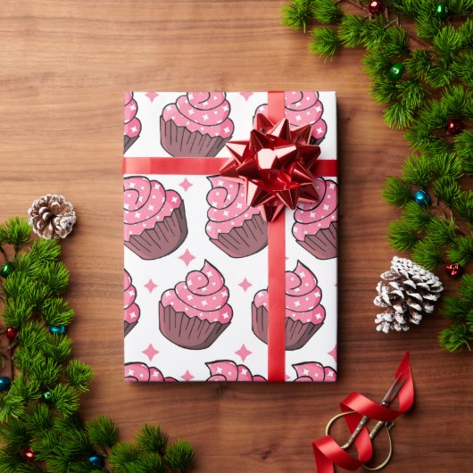 Schattig Cupcake Patroon Wrapping Papier (Feestdagen Geschenken)