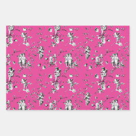 Schattig  Cupid Angels Floral Toile Roze Inpakpapier Vel