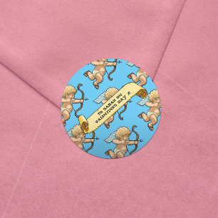 Schattig Cupido Voeg de naam Valentijnsdag Patroon Ronde Sticker