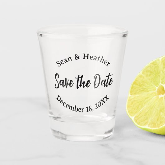 SCHATTIG! 💒 Custom Wedding Shot Glass – Save the  Shot Glas (Voorkant)