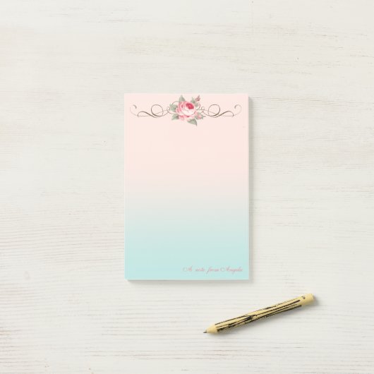 Schattig Cute Girly,Roos-gepersonaliseerd Post-it® Notes (Op bureau)