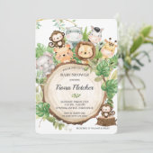 Schattig Cute Oerwoud Animals Greenery Baby shower Kaart (Staand voorkant)