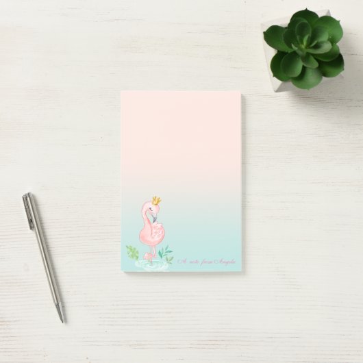 Schattig Cute Pink Flamingo Crown Post-it® Notes (Kantoor)