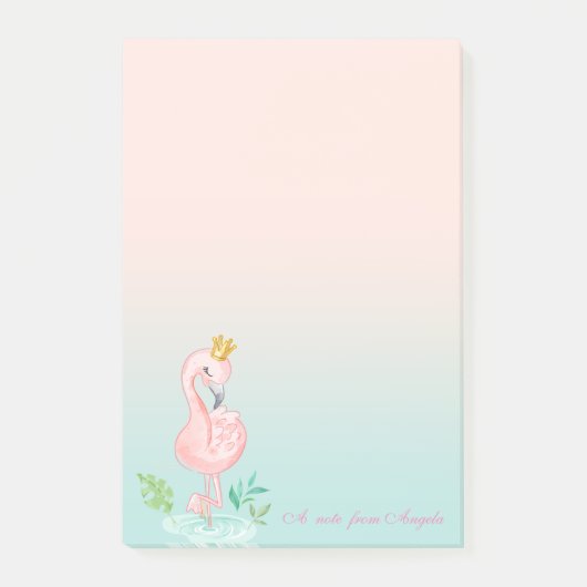 Schattig Cute Pink Flamingo Crown Post-it® Notes (Voorkant)