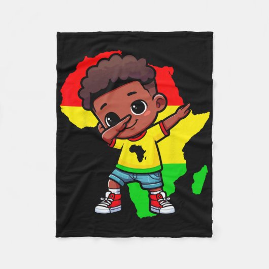 Schattig Dabbing Kind Black History Month Kinderen Fleece Deken (Voorkant)