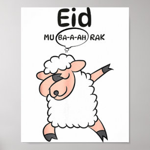 Schattig Dabbing Schaap Eid Mu-ba-a-ah-rak Eid Al Poster