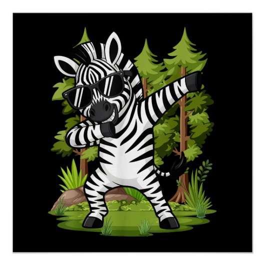 Schattig Dabbing Zebra Funny Zebra Dans Dier Perfect Poster (Voorkant)