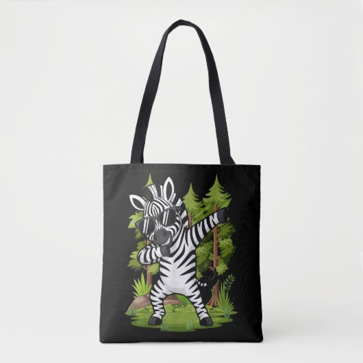 Schattig Dabbing Zebra Grappige Zebra Dans Dier Tote Bag (Voorkant)