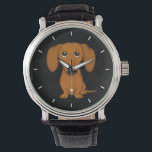 Schattig Dachshund | Cartoon Wiener Dog Horloge<br><div class="desc">Dit originele wiener hondenpolshorloge is verkrijgbaar in diverse stijlen voor mannen, vrouwen en kinderen. Een coole mode accessoire dat een geweldig cadeau is voor gladde gecoate rode Dachshund liefhebbers. Bezoek Jenn’s Doodle World voor veel meer stijlvolle hondenrassen horloges.</div>