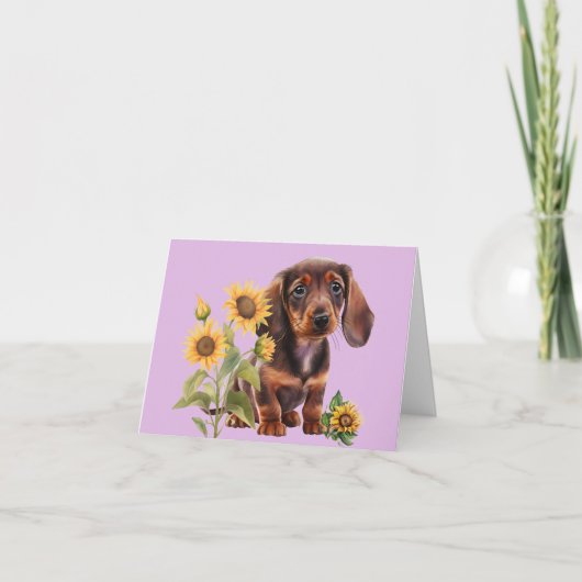 Schattig Dachshund Puppy Blank Wenskaart Kaart (Voorkant)