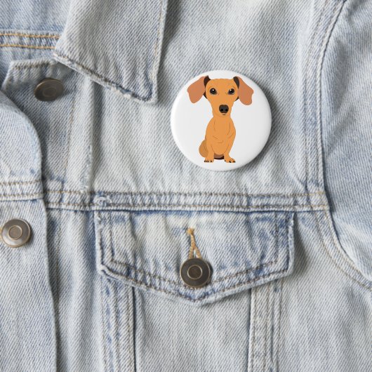 Schattig Dachshund Ronde Button 5,7 Cm (In situ)