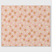 Schattig Daisy Flower Pattern - Stoffig Roze en Br Cadeaupapier (Vlak)
