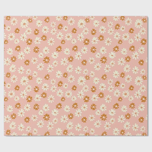 Schattig Daisy Flower Pattern - Stoffig Roze en Br Cadeaupapier (Vlak)
