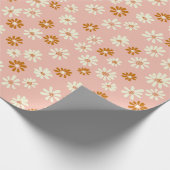 Schattig Daisy Flower Pattern - Stoffig Roze en Br Cadeaupapier (Hoek)