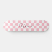 Schattig dambord patroon roze persoonlijk skateboard (Horizontaal)