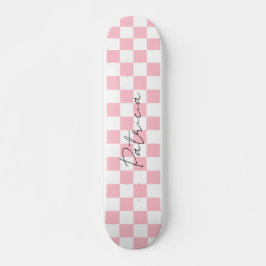 Schattig dambord patroon roze persoonlijk skateboard