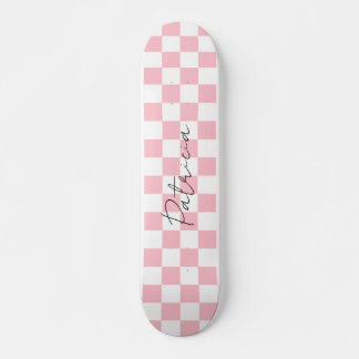 Schattig dambord patroon roze persoonlijk skateboard