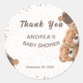 Schattig "Dank u" Twin Beren Baby shower Ronde Sticker (Voorkant)
