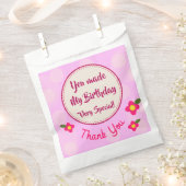 schattig dank u verjaardagsfeestje roze bedankzakje (Geknipt)