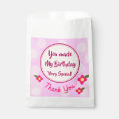 schattig dank u verjaardagsfeestje roze bedankzakje (Voorkant)