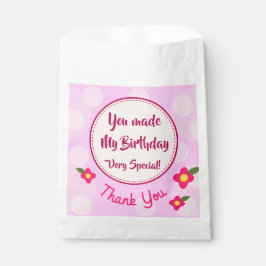 schattig dank u verjaardagsfeestje roze bedankzakje