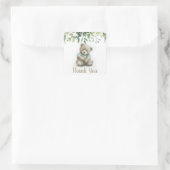Schattig dank u Waterverf Teddy Bear Groene blader Vierkante Sticker (Tas)