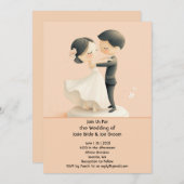 Schattig dansduo huwelijksuitnodiging kaart (Voorkant / Achterkant)