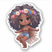 schattig dansen boho stijl meisje sticker (Voorkant)