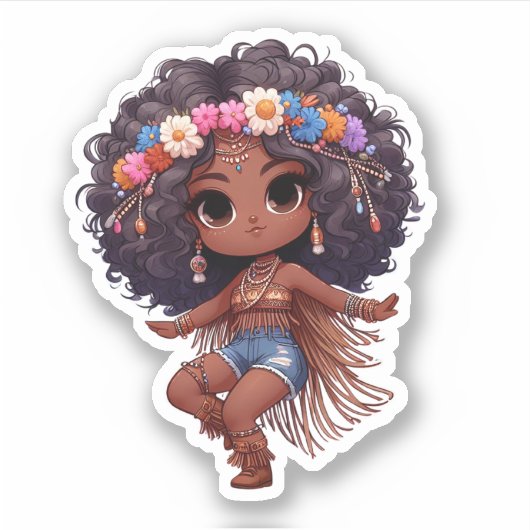 schattig dansen boho stijl meisje sticker (Voorkant)