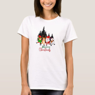 Schattig dansend Kerstteam met Kerstman, Rendieren T-shirt