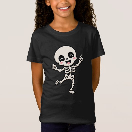 Schattig Dansend Skelet Halloween Ontwerp T-shirt (Voorkant)
