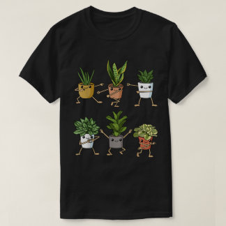 Schattig Dansende Kamerplanten Cartoon Ontwerp T-shirt