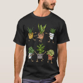 Schattig Dansende Kamerplanten Cartoon Ontwerp T-shirt (Voorkant)