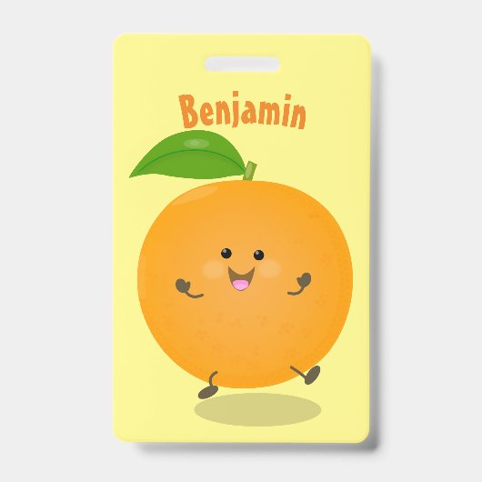 Schattig dansende oranje citrusvrucht badge (Voorzijde)