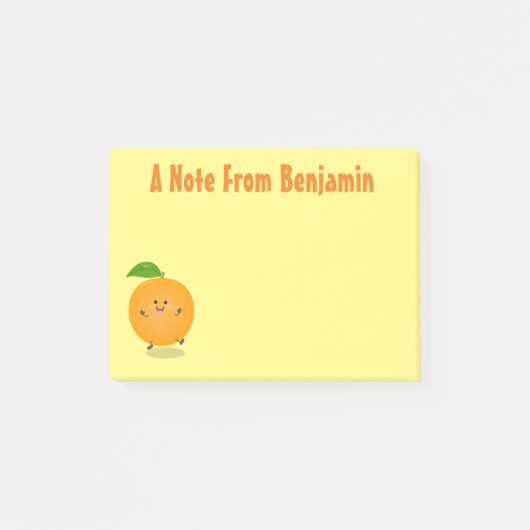 Schattig dansende oranje citrusvrucht post-it® notes (Voorkant)