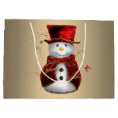 Schattig Dapper Sneeuwman in rood fluweel Groot Cadeauzakje (Achterkant)