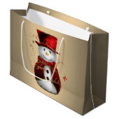 Schattig Dapper Sneeuwman in rood fluweel Groot Cadeauzakje (Voorkant Gekanteld)