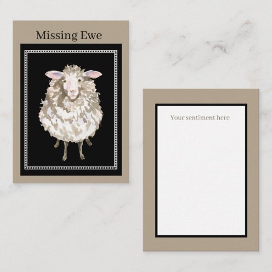 schattig dat je schapen mist, voegt sentiment toe notitiekaartje (Voorkant / Achterkant)